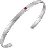 14K Gold Round Natural Ruby Bezel-Set Cuff Bracelet - White Gold