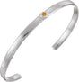 14K Gold Round Natural Citrine Bezel-Set Cuff Bracelet - White Gold