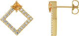 14K Gold Square Natural Citrine Accented Geometric Earrings - Yellow Gold