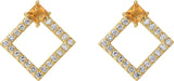 14K Gold Square Natural Citrine Accented Geometric Earrings - Yellow Gold - view 2