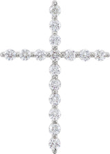 14K Gold Round Natural Diamond Cross Necklace or Pendant – up to 1 1/4 CTW - White Gold