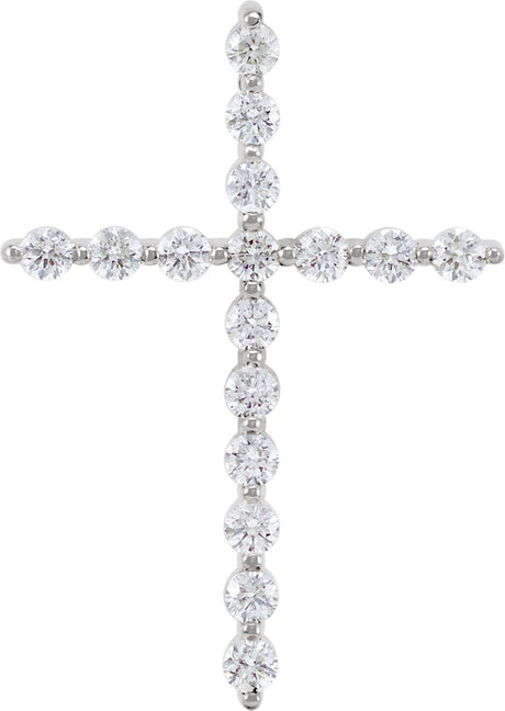 Platinum Round Natural Diamond Cross Necklace or Pendant