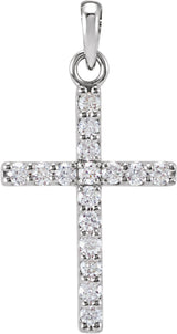 Platinum Round Natural Diamond Accented Cross Necklace or Pendant