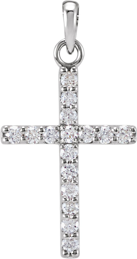 Platinum Round Natural Diamond Accented Cross Necklace or Pendant