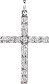 Platinum Round Natural Diamond Accented Cross Necklace or Pendant