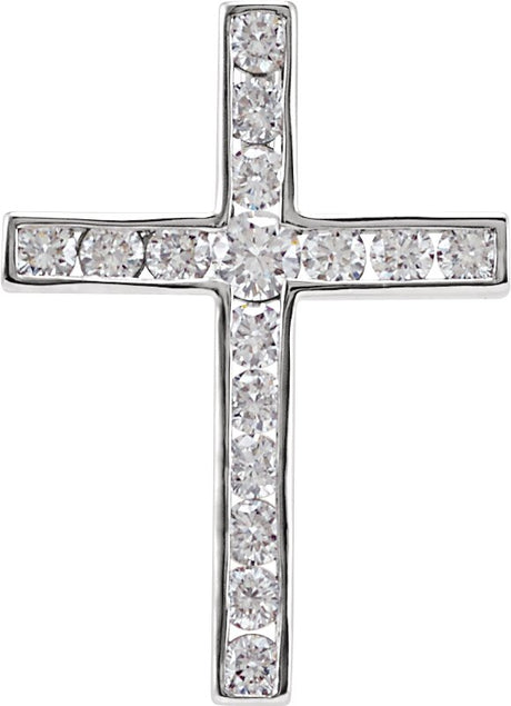 14K Gold Cross Pendant – 17.5x12.6mm - White Gold