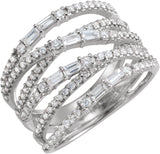 14K Gold Natural Diamond Negative Space Ring IV - White Gold
