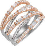 14K Gold Natural Diamond Negative Space Ring IV - Two-Tone