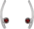 Platinum Round Natural Mozambique Garnet Bezel-Set Ear Climbers