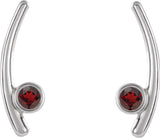 Platinum Round Natural Mozambique Garnet Bezel-Set Ear Climbers