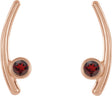 14K Gold Round Natural Mozambique Garnet Bezel-Set Ear Climbers - Rose Gold