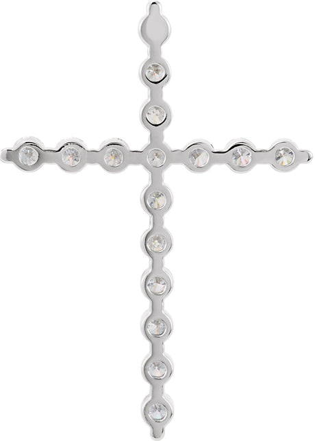 Platinum Round Natural Diamond Cross Necklace or Pendant