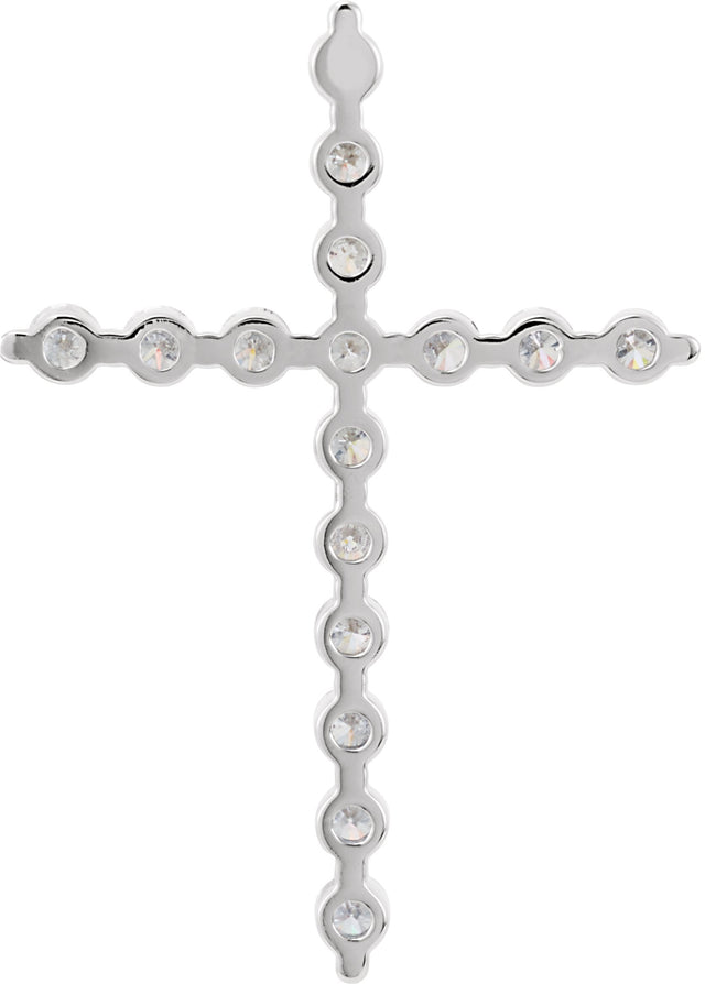 Platinum Round Natural Diamond Cross Necklace or Pendant