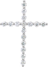 Platinum Round Natural Diamond Cross Necklace or Pendant