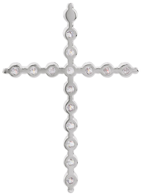 Platinum Round Natural Diamond Cross Necklace or Pendant