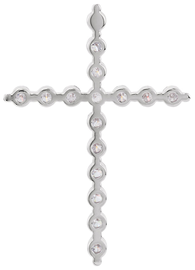 Platinum Round Natural Diamond Cross Necklace or Pendant