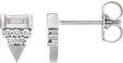 Platinum Straight Baguette Natural Diamond Geometric Earrings