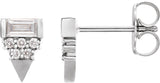 14K Gold Straight Baguette Natural Diamond Geometric Earrings – 4x2mm - White Gold