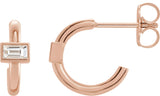14K Gold Marquise Natural Diamond Accented Huggie Earrings - Rose Gold
