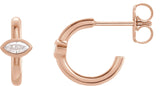 14K Gold Marquise Natural Diamond Accented Huggie Earrings - Rose Gold