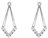 14K Gold Natural Diamond Geometric Earring Jackets - White Gold - view 2