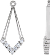 14K Gold Natural Diamond Geometric Earring Jackets - White Gold
