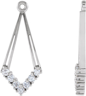 14K Gold Natural Diamond Geometric Earring Jackets - White Gold