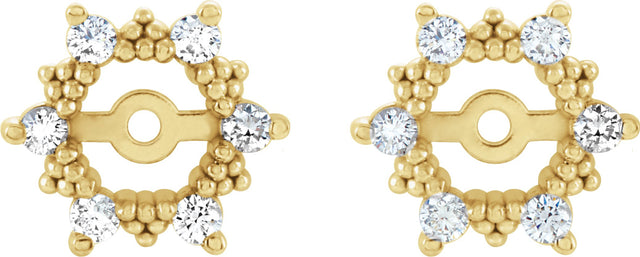 14K Gold Natural Diamond Halo-Style Earring Jackets III - Yellow Gold - view 2