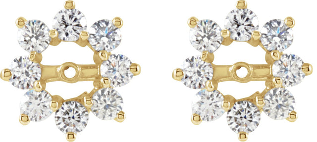 14K Gold Natural Diamond Halo-Style Earring Jackets VII - Yellow Gold - view 2