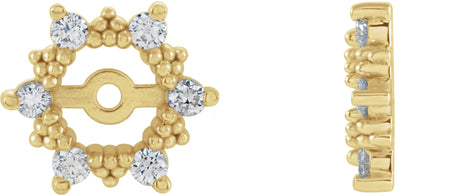 14K Gold Natural Diamond Halo-Style Earring Jackets III - Yellow Gold