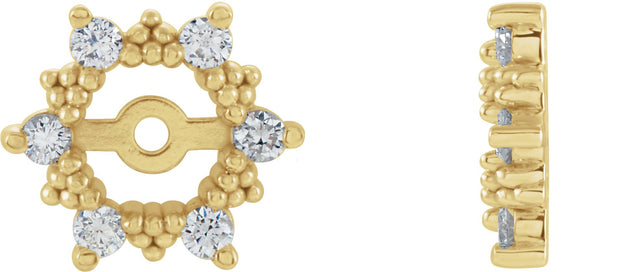 14K Gold Natural Diamond Halo-Style Earring Jackets III - Yellow Gold