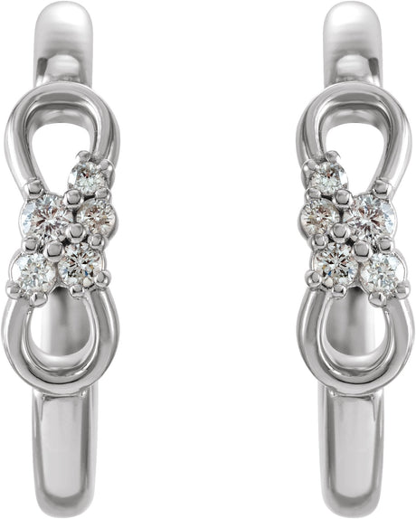 Platinum Natural Diamond Infinity-Inspired Hoop Earrings - view 2