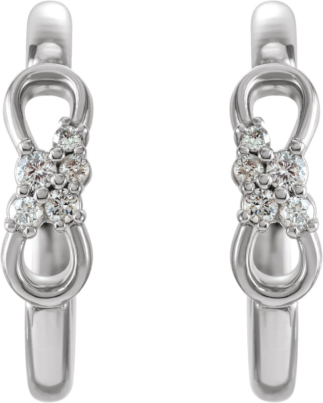 Platinum Natural Diamond Infinity-Inspired Hoop Earrings - view 2