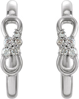 14K Gold Natural Diamond Infinity-Inspired Hoop Earrings - White Gold - view 2