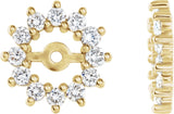 14K Gold Natural Diamond Halo-Style Earring Jackets V - Yellow Gold