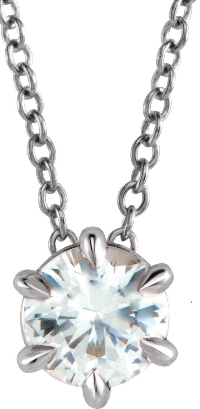 14K Gold Round Natural Diamond Solitaire Necklace or Slide Pendant – up to 1/4 CTW - White Gold