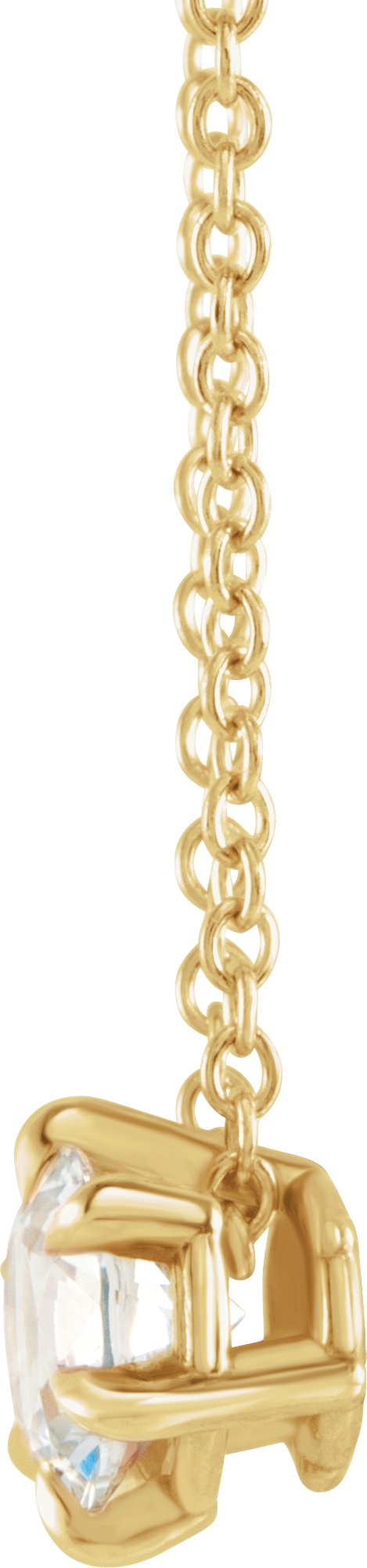 14K Gold Round Natural White Sapphire Solitaire Necklace or Slide Pendant II - Yellow Gold - view 2