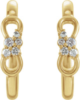 14K Gold Natural Diamond Infinity-Inspired Hoop Earrings - Yellow Gold - view 2