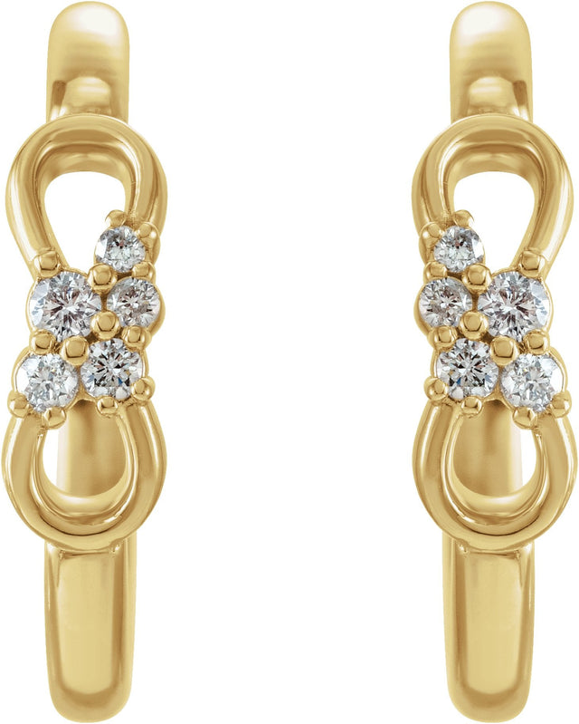 14K Gold Natural Diamond Infinity-Inspired Hoop Earrings - Yellow Gold - view 2
