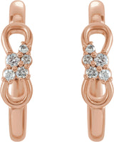 14K Gold Natural Diamond Infinity-Inspired Hoop Earrings - Rose Gold - view 2