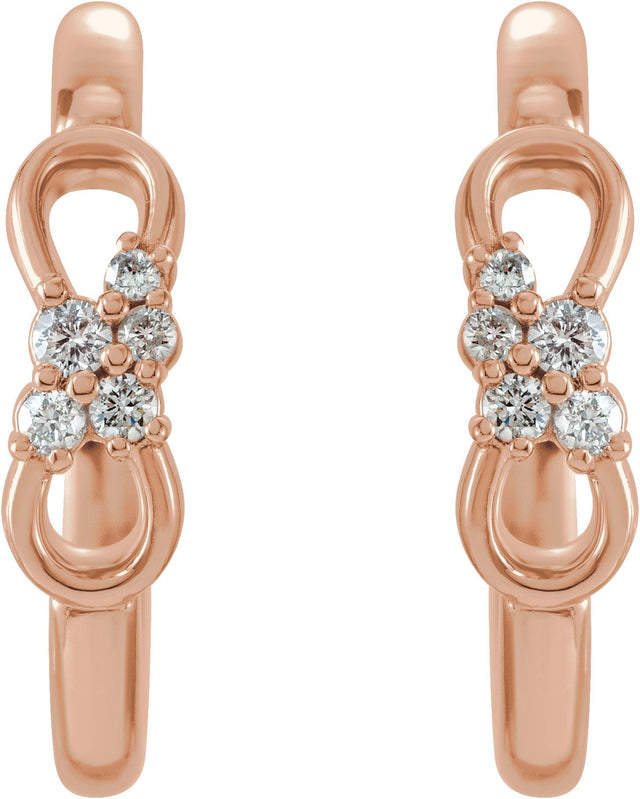 14K Gold Natural Diamond Infinity-Inspired Hoop Earrings - Rose Gold - view 2