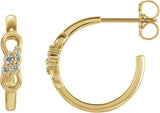 14K Gold Natural Diamond Infinity-Inspired Hoop Earrings - Yellow Gold