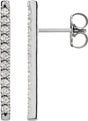 Platinum Round Natural Diamond French-Set Bar Earrings