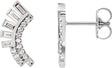 14K Gold Natural Diamond Baguette Accented Fan Earrings - White Gold