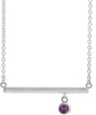14K Gold Round Lab-Grown Alexandrite Bezel-Set Bar Necklace III - White Gold