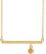 14K Gold Round Natural Citrine Bezel-Set Bar Necklace III - Yellow Gold