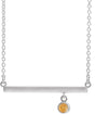 Platinum Round Natural Citrine Bezel-Set Bar Necklace III