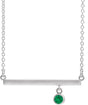 Platinum Round Lab-Grown Emerald Bezel-Set Bar Necklace III