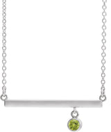 Platinum Round Natural Peridot Bezel-Set Bar Necklace III