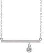Platinum Round Natural White Sapphire Bezel-Set Bar Necklace